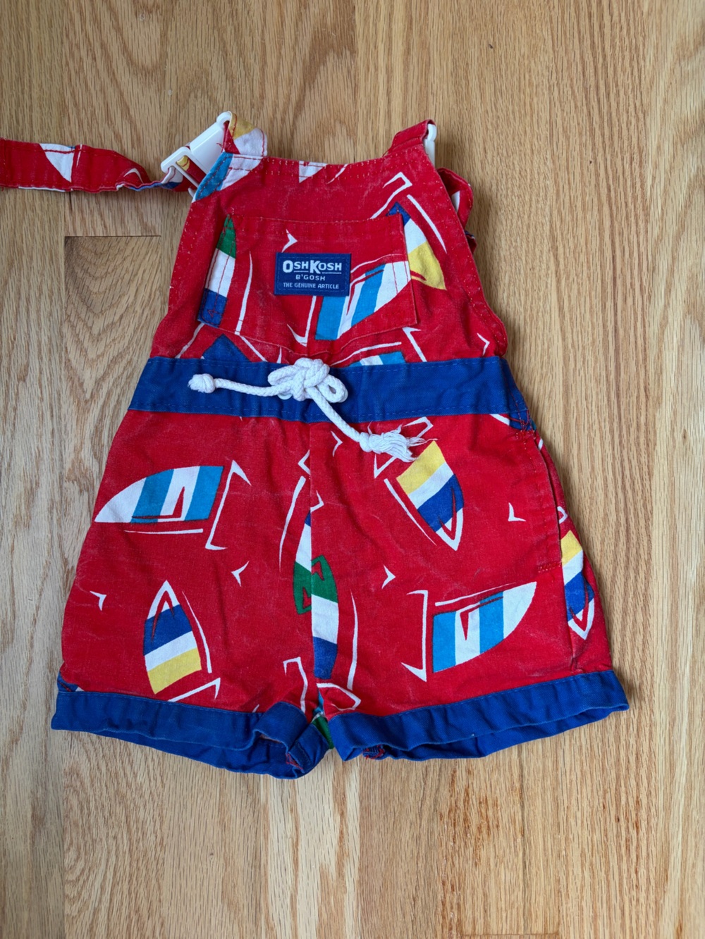 Ultra Rare, True Vintage OshKosh B'gosh Red Sailboat Overalls Made in USA